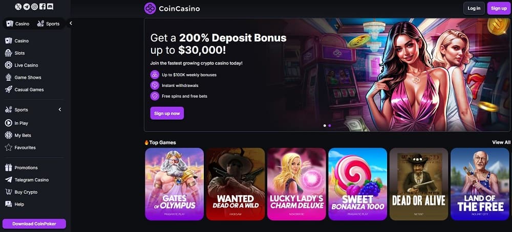 CoinCasino screenshot - neue wettanbieter